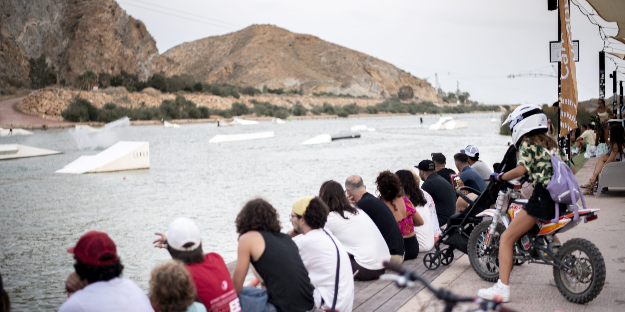 Spectators watching competition at Lunar Cable Park